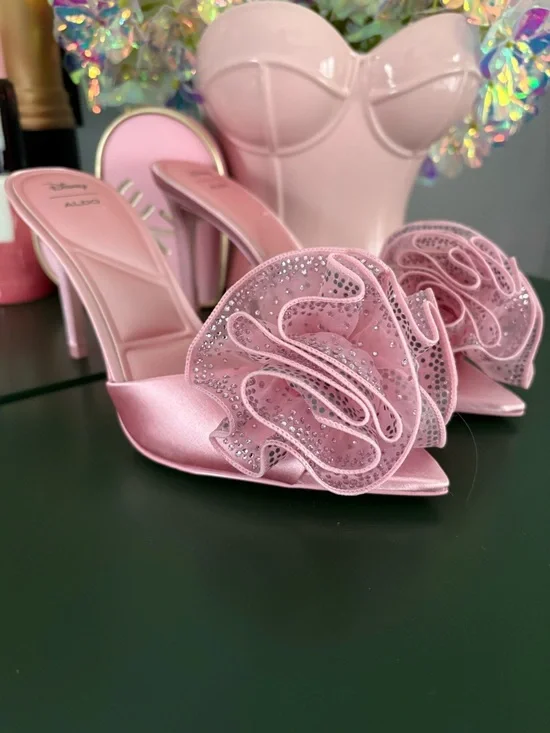ALDO x Disney Aurora Pink Satin Ruffle Heels - Picture 3 of 5